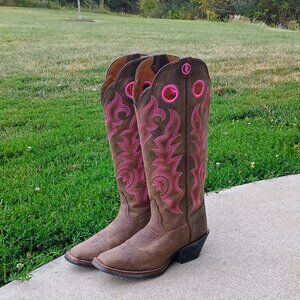 Womens Size 9B Tony Lama Pink Cowboy Boots